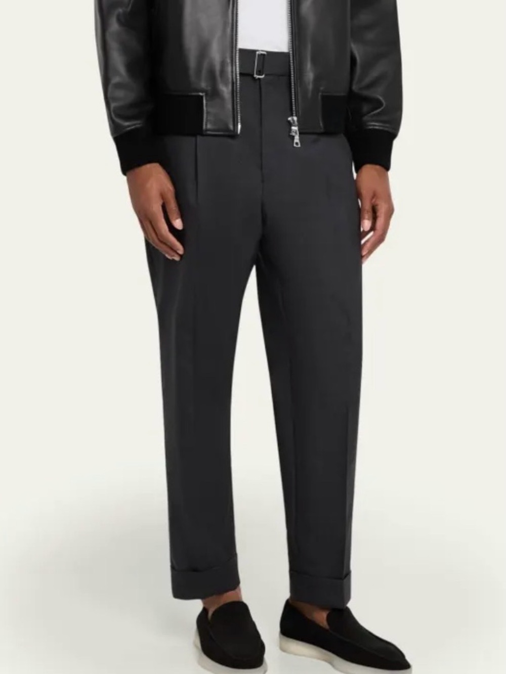 OFFICINE GENERALE 100% Wool Men's Hugo Self-Belt Pleated Pants